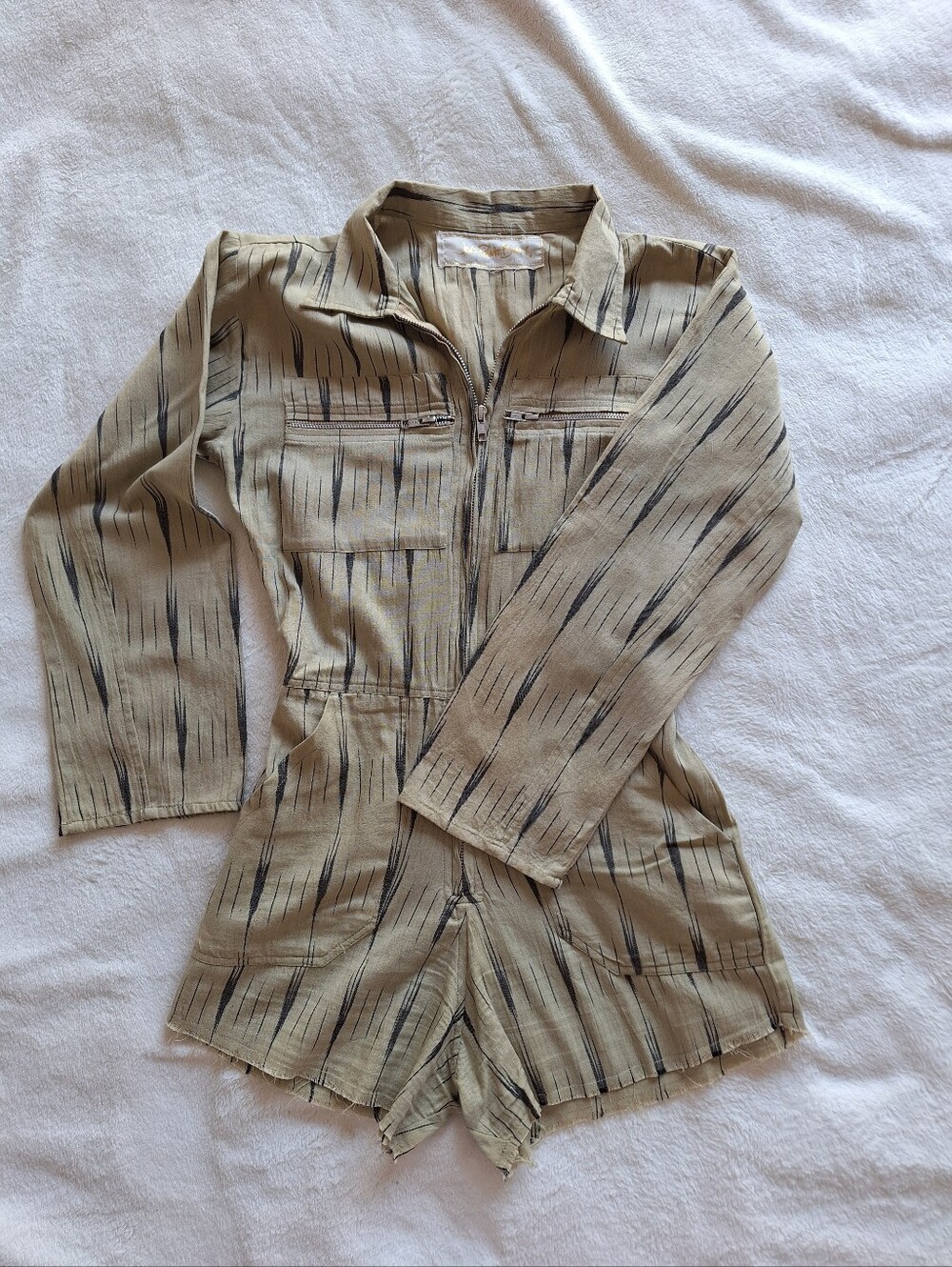 Jen's Pirate Booty High Desert Palmetto Romper Ikat Tan Black Boho Festival XS